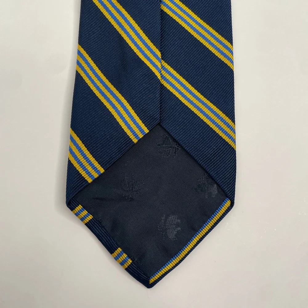 Brooks Brothers‎ 246 Silk Tie Blue Yellow Stripe Classic 3.25